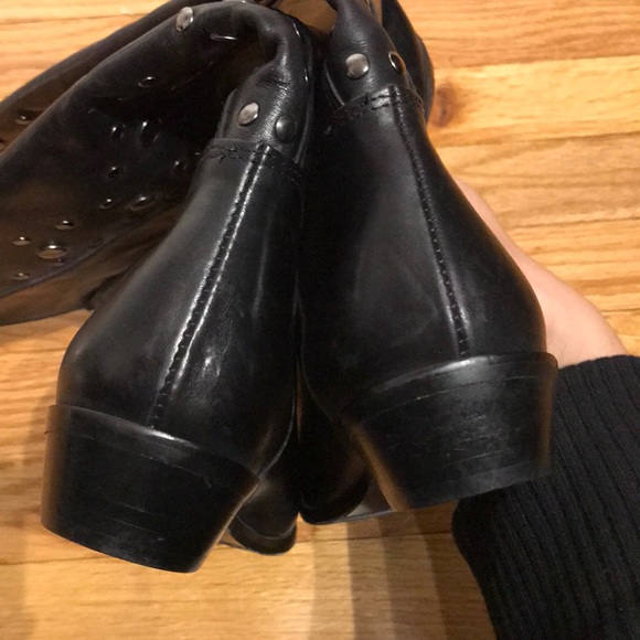 Grommets Studs SlipOn Riding Knee Rock Moto Chunky Biker Leather rave block flat - Picture 5 of 8